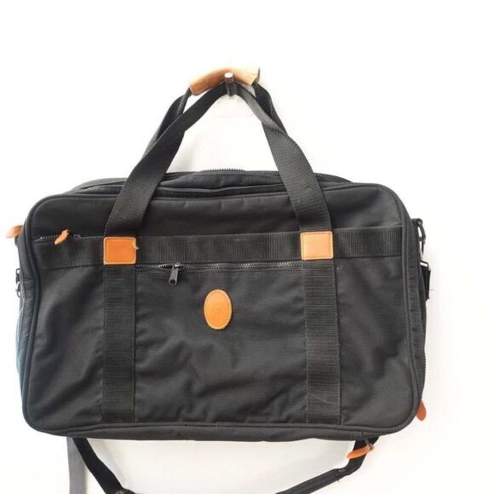 Vintage DIOR Travel Briefcase Document Bag XL Black Canvas Utility Zip Around - Picture 1 of 16
